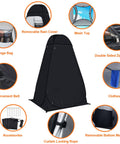 Pop Up Privacy Shower Tent For Camping And Beach With Portable Toilet And Dressing Room, durable steel frame details