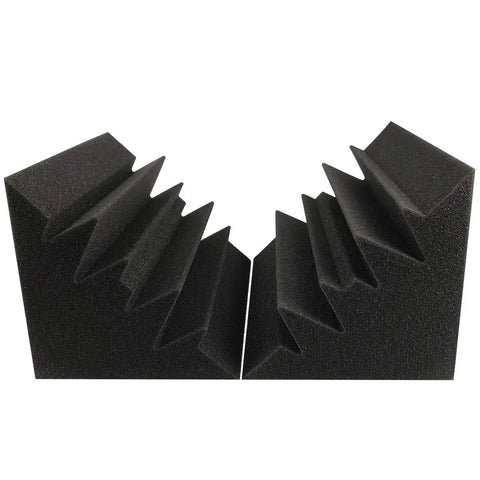 High Density Acoustic Foam Corner Bass Traps For Music Studios Podcast Recording Home Cinema Audio Treatment, black foam design.