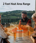 Group enjoying outdoor gathering with Smokeless Tabletop Fire Pit For Outdoor Use, Portable Mini Fire Pit Stove on table.