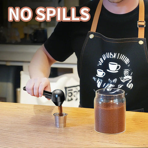 One-Handed Scoop With Funnel For Ground Coffee Protein Powder And Tea, 2 Tbsp Mess Free Pour, Spill Proof Funnel Keeps Spills In Check