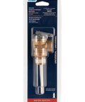 Camco auto temperature and pressure relief valve with extension probe and lever; brass body with stainless steel spring.