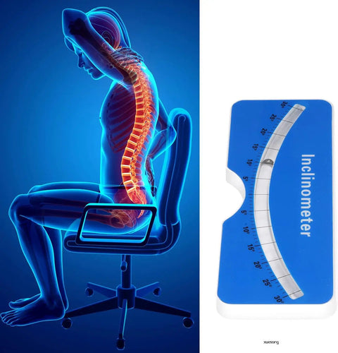 Portable Scoliometer For Spine Contour And Alignment Measurement, side view blue 0-30° gauge with metal ball insert