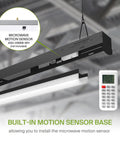 4-Foot Linear LED Shop Lights With Emergency Backup Battery 25W-40W 120-277V built-in motion sensor base, remote control