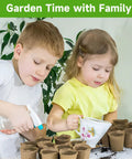 Children watering 65 Pack Organic Peat Pots For Seed Starting, 3.15 Inch Round Nursery Pots With Drainage Holes, Seedling Starter Tray.