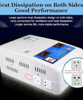 Automatic Single Phase Voltage Regulator Converts 120V To 220V With 6800W Knockout Capacity And Slick Dual Digital Panel showing heat dissipation vents.
