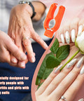 Six Pack Plastic Bottle Cap Opener Set 3 In 1 Gripper Tool in orange, designed for arthritic hands and long nails use