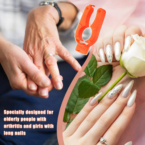 Six Pack Plastic Bottle Cap Opener Set 3 In 1 Gripper Tool in orange, designed for arthritic hands and long nails use
