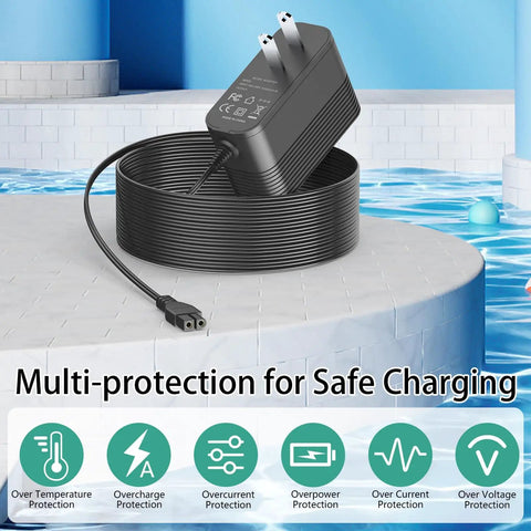 Replacement AC Adapter For Water Tech Pool Blaster Cordless Handheld Vacuum Chargers With 6Foot Cord on poolside