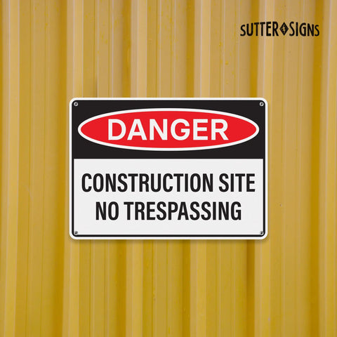 Close-up of Four Pack Danger Construction Site Signs 14 By 10 Inches Waterproof Plastic Durable Warning Signs For Hazard Areas
