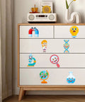 Drawer with 24 Pack Science Theme Make Your Own Face Stickers For DIY Crafts And Nerdy Science Party Games, mix and match designs