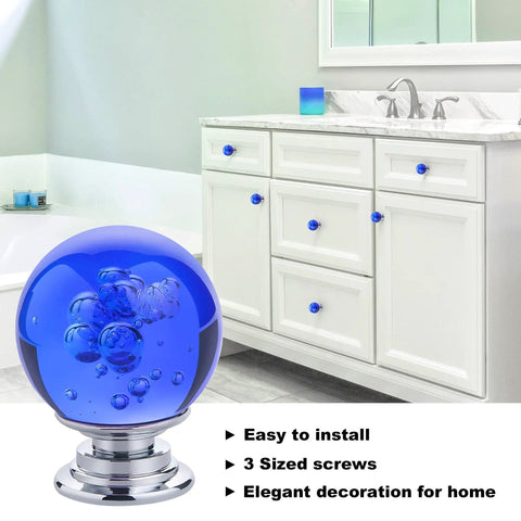 Snag These Dope 10 Piece Blue Crystal Cabinet Knobs And Glass Drawer Pulls Featuring Smooth 30mm Round Dresser Handles For Instant Kitchen Cabinet Upgrade And Fresh Home Style