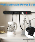 Six Outlet Metal Power Strip With Wall Mount Heavy Duty Switch Rugged Aluminum Body 14AWG Cord 6 Foot Length 15A 125V 1875W Black