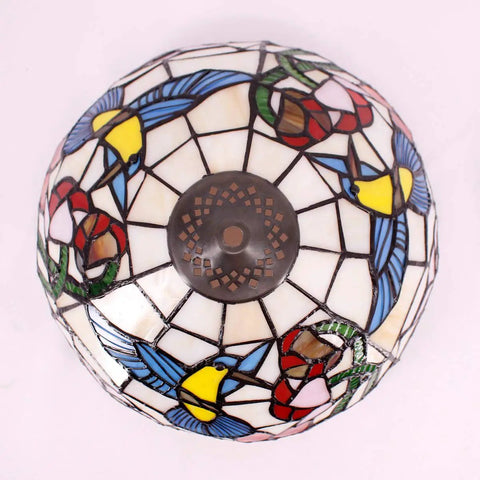 Cream Amber Stained Glass Hummingbird Lampshade Replacement 12x6 Inch With Cap For Table Lamp Pendant Light Ceiling Fixture Fits S101 Series