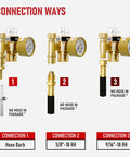 Argon Regulator Flowmeter Gas Gauge for MIG TIG Welds, CGA-580 Inlet, Easy Tank Hookup, three connection types