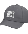 Slate grey adjustable printed baseball hat for sailplane enthusiasts and glider club pilots and crew, front view with logo.