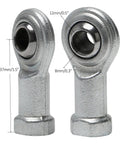 Heavy Duty M8 X 1.25 Rod End Bearing Kit With 8mm Bore Spherical Joint for ATV, quad, go kart steering linkage, silver.