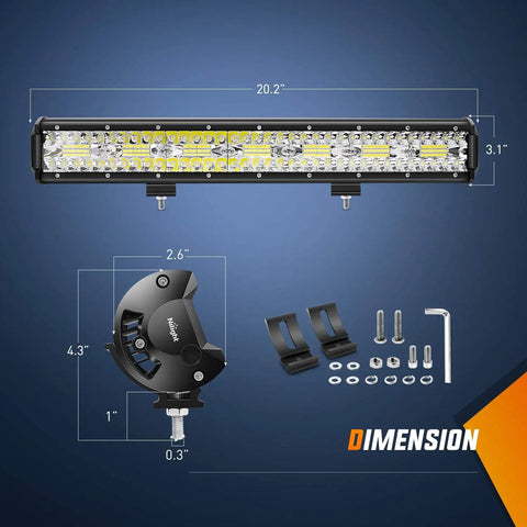 20Inch 420W LED Light Bar Triple Row Flood Spot Combo for Off Road Trucks SUVs ATVs UTVs Vans Campers Boats with mounting kit