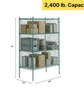Built Tough Green Epoxy Wire Mesh Security Cage Kit With Heavy Duty NSF Listing For Commercial Walk Ins And Restaurants, 24 By 48 By 74 Inches with storage bins
