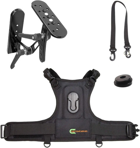 Camera Harness System With Dope SteadyShot Bracket For Stable Video Shooting Rig, black finish, includes pre-drilled mounting plate