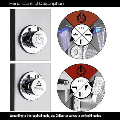 Straight Up Premium Stainless Steel Shower Panel Tower With Led Waterfall Shower Head And 6 Function Bathroom Faucet Featuring Body Jets In Brushed Nickel For A Total Game Changer Home Bath Setup That Really Hits Different