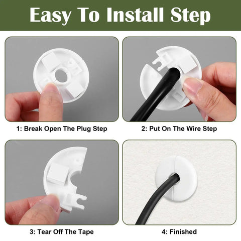 Two Pack White Wall Cable Grommets Kit 1.57 Inch Hole Pass Through For Easy Cable Management No Fuss Dustproof Durable ABS Quick Install Keeps Cables Hidden And Tidy In Home Office Living Room And Studio, install steps