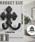 Built Like A Tank 8 Pack Double Wall Hooks Heavy Duty Wrought Iron Cast Iron Vintage Hangers decorative wall hook size 2.95 x 2.76 inch.