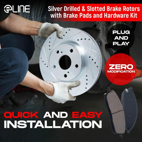 Upgrade Your Ride With Premium R1 Concepts Rear Brake Kit For 2001-2005 Acura EL And 2002-2003 Honda Civic Hatchback Includes Drilled Slotted Rotors Plus Ceramic Pads For Top Notch Damping Control