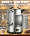 Massive Commercial Coffee Urn With 155 Cup Capacity Dual Layer Industrial Grade Stainless Steel 1500W 120V Hot Water Dispenser