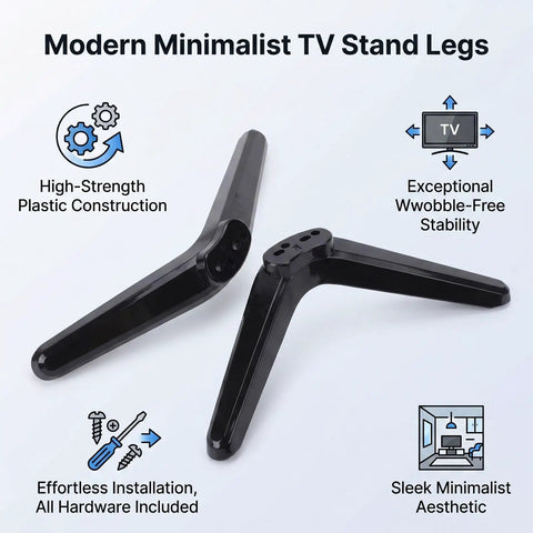 Replacement TV Stand Legs For 40 To 43 Inch Televisions, Durable Plastic Feet With Screws And Foot Pads, Secure Mounting Bracket