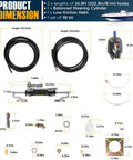 Plug And Play 300HP Hydraulic Outboard Steering Kit For Boats with Helm, Cylinder, and 26Ft Hoses shown with dimensions