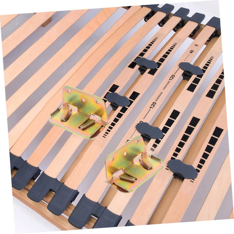 Heavy Duty Bed Rail Fastener Brackets Six Piece Kit With Reinforced Hinge Buckles For Secure Bed Frame Support, showing U-shaped steel brackets.
