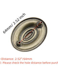 Back view of oval swing handle showing 64mm hole distance, part of Two Pack Antique Cabinet Ring Pulls Zinc Alloy Oval Drop Swing Handles For Drawers Dresser Cupboard Wardrobe And Kitchen Furniture European Modern Style Durable Hardware 80 By 57 Mm With 64 Mm Mounting Hole
