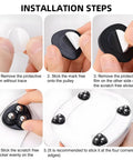 Installation steps for 8 Pack Self Adhesive Appliance Sliders With 360 Degree Swivel Mini Caster Wheels visible in close-up.