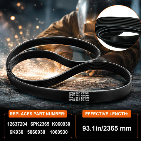 Premium Serpentine Drive Belt Replacement Fits 4.8L 5.3L And 6.0L V8 Engines depicted with effective length of 93.1 inches.