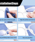 Installation steps for Ultra Comfy 30 Pair Anti Slip Silicone Nose Pads For Glasses And Sunglasses Featuring 5Mm Heightened D Shape Airbag Cushions.