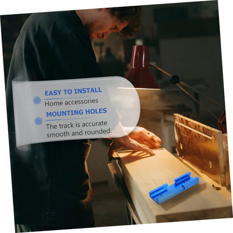 Straight Up Solid Aluminum Miter Track Fixture Connector Heavy Duty Cross Adapter For Standard Saw Rails No Sweat Woodworking Accessory That Goes Hard On Any Job Site And Ready To Roll positioned on wood during cutting.