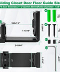 Diagram of Sliding Barn Door Floor Guide And Wall Mount Set with Adjustable U Shape, black, size details shown