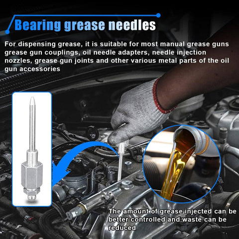 Pro Grade Grease Gun Needle Kit 7 Pieces With 5 Nipples 1 Needle Dispenser And 1 Rubber Joint Nipple For automotive machinery bearing maintenance