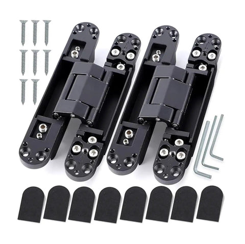 Adjustable Zinc Alloy Hidden Door Hinges For 180 Degree Concealment, screws and tools, invisible concealed butt hinges