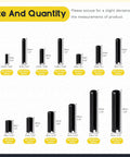 Chart showing 13 sizes of Roll Pin Assortment Kit 416 Pcs 13 Sizes From M1.5 To M6 Slotted Spring Steel Pins with measurements in mm.