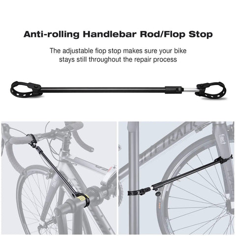 Anti-rolling handlebar rod attachment for Heavy Duty Bike Repair Stand For Mountain And Road Bikes.