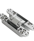 Heavy Duty Hidden Door Hinges Silver 4 Pack 6 Inch concealed cabinet hardware, zinc alloy with smooth swing design.