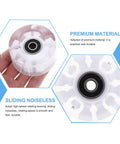 Close-up of a single white wheel from 4 Piece Luminous PU Roller Skate Wheels Set With LED Light For Outdoor Quad Skates, shown in hand.