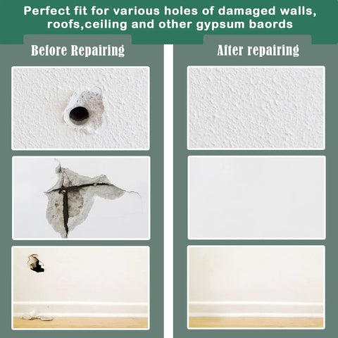 DIY Drywall Patch Kit With Self Adhesive Aluminum Mesh Patches In 4 6 8 Inch Sizes For Holes In Walls And Ceilings Ten Pack Includes Scraper And Sandpaper For Plaster And Drywall Repair
