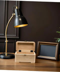 Three Fold Iron Cabinet Door Hinges With Six Hole Mounting Vintage Black Chest Hinges on open wooden box