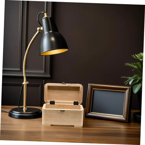 Three Fold Iron Cabinet Door Hinges With Six Hole Mounting Vintage Black Chest Hinges on open wooden box