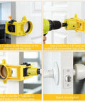 Easy Adjustable Door Lock Installation Kit with guide template for metal or wood doors with one inch and two and one eighth inch hole saws.