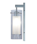 Dope Contemporary Chrome Wall Sconce With Clear Glass Cylinder Shade And Frosted Inner Shade, 1 Light Hardwired Vanity Lighting Fixture