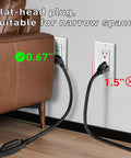 Indoor Outdoor Extension Cord 6 Ft Heavy Duty 16 Gauge 3 Prong Waterproof SJTW Pure Copper Wire shown in tight space use