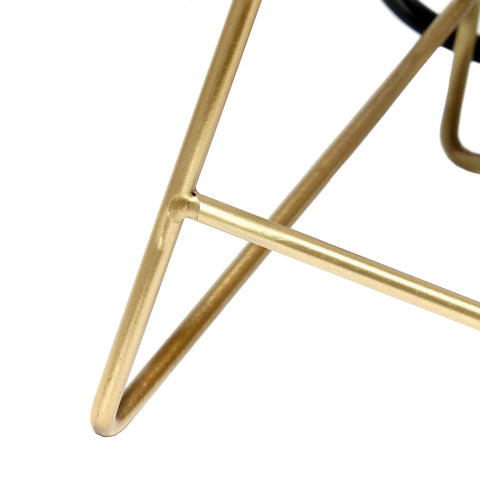 Gold metal base detail of 13.5 Inch Down To The Wire Metal Table Lamp With Gold Base And White Fabric Shade, Cord Switch, Fits A15 Bulb
